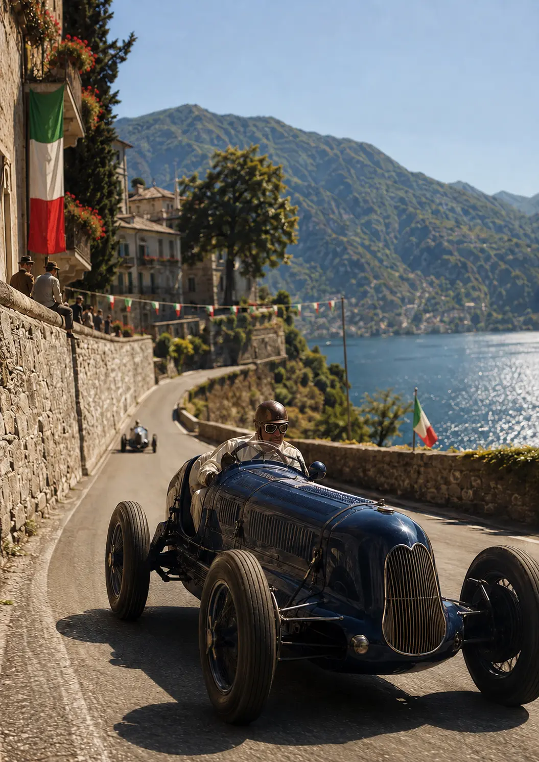 Automobile storica sulle rive del Ceresio
